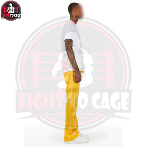 Pantalones de Hombre con Logotipo Personalizado, Diseño Único con Salpicaduras de Pintura Amarilla, Estilo Urbano con Franjas Laterales, Novedad, Ligeros - Product Image 2