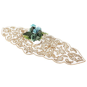 Chemin de table perlé fait main avec motif de feuilles pour Noël, mariages et fêtes - Product Image 4