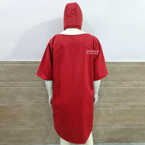 Túnica medieval de algodón rojo de media manga con gorro, camisa de disfraz vikingo, disfraz de caballero guerrero renacentista y disfraz de Halloween - Product Image 3