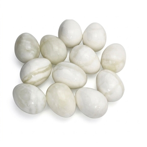 Huevos de Mármol Blanco con Tallado de Sombras, Estilo Arte Popular, Color Personalizable, Decoración y Regalo de Mármol Genuino - Product Image 1