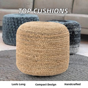 Pouf en jacinthe d'eau durable, tabourets et ottomanes artisanaux modernes pour hôtel, salon, chambre, usage hôtelier, fabriqué au Vietnam - Product Image 3