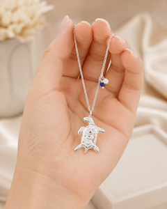 Collier en argent sterling 925 avec pendentif tortue de mer et perle en pierre précieuse |   Pendentif Océanique Côtier - Product Image 4