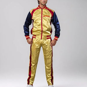 Ensemble de jogging personnalisé pour homme, 2 pièces, tendance hiver, en nylon satiné brillant, avec sweat à capuche zippé et pantalon de survêtement à cordon de serrage. 2026 - Product Image 1