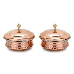 Bol de service haut de gamme en cuivre pour curry et riz, doublure en acier inoxydable, fait main, vaisselle de table pour la maison, les hôtels, les restaurants et la cuisine - Product Image 1