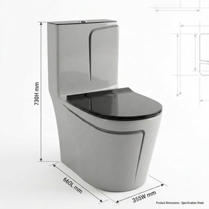 โถสุขภัณฑ์แบบชิ้นเดียว ดีไซน์ทันสมัย ระบบชำระล้างแบบ Washdown ทรงกลม พร้อม S/P Trap ติดตั้งบนพื้น - Product Image 5