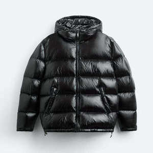 OEM Custom Glossy Puffer Jacket Hooded Waterproof Duck Down Winter Glossy Puffer Jacket Lightweight Warm Fashion <b>Bubble</b> <b>Coat</b> - Product Image 3