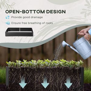 Fioriera rialzata nera 6FT X 3FT X 1FT con telaio in acciaio e asta di supporto, per giardino, recinzioni e cancelli da esterno - Product Image 4