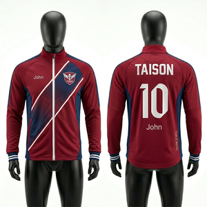 Mens Soccer <b>Jacket</b> Premium 220 GSM Polyester Interlock Breathable Fabric <b>Grey</b> Green Blue Panel Design Full Zip Custom Logo - Product Image 5