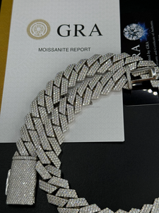 New Arrival 20mm Moissanite Diamonds Studded Cuban Link Two Tone Sterling Silver Unisex Iced <b>Rapper</b> Necklace Reasonable Prices - Product Image 3