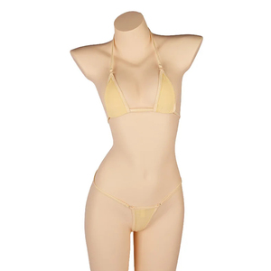 Ensemble bikini deux pièces pour femme, rouge, avec soutien-gorge triangle en dentelle à licol, coupe haute, dos nu, couleur unie, en Spandex/Polyester, respirant et à séchage rapide - Product Image 6