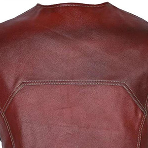 Chaleco de Motociclista de Cuero Vacuno Genuino Marrón para Hombre, Estilo Vintage, con Cordones Laterales Ajustables y Bolsillos con Cremallera - Product Image 5