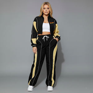 Conjunto Deportivo de Dos Piezas para Mujer a Precio Económico, Manga Larga, Corte Regular, Sudadera con Capucha y Cremallera, Pantalones Anchos, Invierno, 100% Algodón - Product Image 1