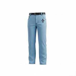 Jeans d'été pour hommes de qualité supérieure, 100% coton, légers, respirants, coupe droite mi-haute, denim délavé, personnalisés RIVIAN - Product Image 4