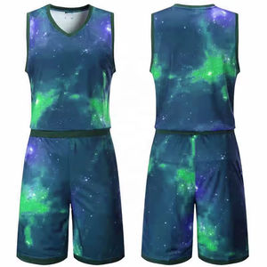 เสื้อบาสเก็ตบอลใหม่สำหรับผู้ชาย ชุดบาสเก็ตบอลแขนกุด 2 ชิ้น เสื้อกั๊ก กางเกงขาสั้น ชุดเสื้อบาสเก็ตบอลไล่เฉดสีแบบซับลิเมชั่น - Product Image 4