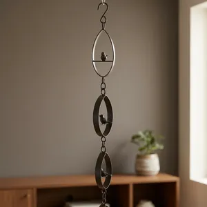 Modern Metal Bird <b>Wind</b> <b>Chime</b> Hanging Garden Ornament Indoor Outdoor Decor Matte Finish Irregular Shape - Product Image 3