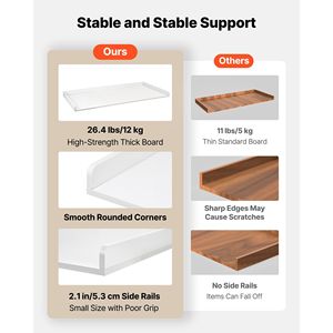 Piano d'appoggio in legno impermeabile 54 x 27,5 pollici per lavatrice/asciugatrice con 2 ganci e bordo superiore per montaggio a parete - Product Image 6