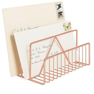 Organizador de Escritorio de Metal Cobre, Estante de Almacenamiento de Diseño Minimalista, Soporte de Oficina Independiente para Cartas y Documentos, Forma Rectangular - Product Image 1