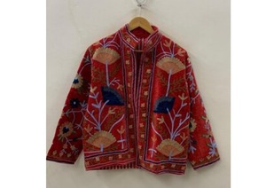 Best Quality Suzani Jacket Floral Embroidery Cropped <b>Coat</b> Women Hippie Winter Warm Artisanal Outerwear Factory Direct Wholesale - Product Image 1