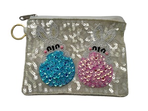 MARDI GRAS Let the good Times Roll, monedero bordado con cuentas, Blanco, Morado, amarillo y verde, monedero de India - Product Image 5