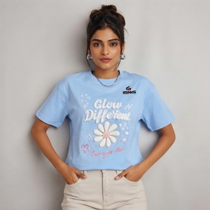 T-shirt imprimé pour femme, coupe décontractée, mélange de coton, manches courtes, vêtements de mode, confortable à porter en extérieur et en intérieur - Product Image 3