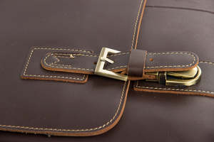 Vintage Leather Briefcase Premium Distressed Laptop Satchel for Men Multi Compartment Business <b>Work</b> <b>Bag</b> with Adjustable Strap - Product Image 5