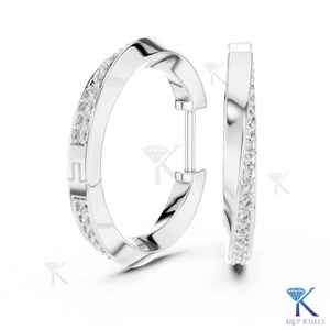 Pendientes de Aro con Diamantes CVD Cultivados en Laboratorio, Diseño Trenzado, Engastados en Oro Sólido de 14K, Joyería Fina de Lujo para Mujer, Boda, Novia - Product Image 5