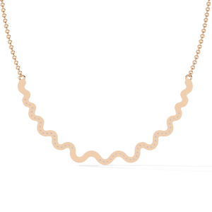 Wavy Curve Bar <b>Necklace</b> Featuring a Modern 10K 14K 18K Rose Gold Zigzag Squiggle Pattern Set with Shimmering Lab Grown Diamonds - Product Image 4