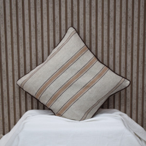 High Quality 100% Linen Cushion <b>Cover</b> Thick Woven Stripe <b>Throw</b> Pillow <b>Cover</b> with Invisible Zipper Custom Size with Piped Edges - Product Image 2
