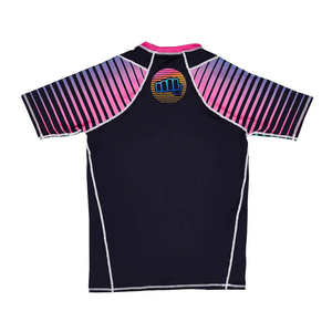 Camiseta de Compresión Deportiva para Hombre, Manga Corta, Azul y Rosa, Diseño Desgastado, para Gimnasio, Entrenamiento, Natación - Product Image 4