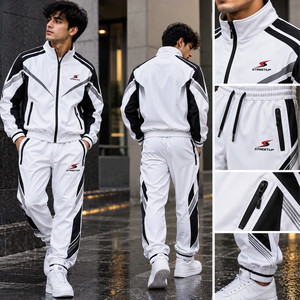 Ensemble de blousons de motard deux pièces unisexe patchwork printemps-automne 2026, imperméable, haute qualité, décontracté, simple, streetwear haut de gamme - Product Image 2