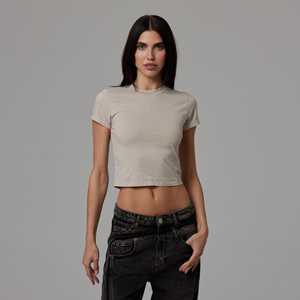 Camiseta Corta Personalizada para Mujer, Estilo Y2K, Ajustada, 95% Algodón, 5% Elastano, Suave y Elástica, Manga Corta, Informal, Estilo Urbano, OEM - Product Image 6