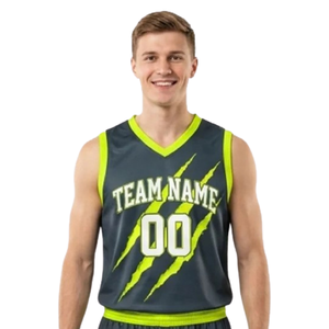 Ensemble uniforme de basket-ball personnalisé pour hommes, maillot sans manches, rayures diagonales, nom et numéro imprimés, short assorti, 100% Polyester - Product Image 3