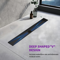 Caniveau de douche moderne noir mat de 28 pouces en acier inoxydable 304 avec couvercle amovible pour salle humide