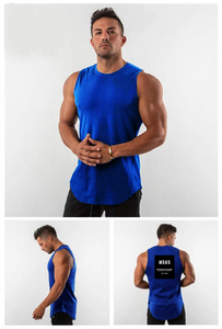 บริการ OEM เสื้อกล้ามออกกำลังกายผู้ชายสำหรับฤดูร้อน สีพื้น ผ้าฝ้ายถัก 100% ระบายอากาศได้ดี ออกแบบโลโก้ได้ตามต้องการ - Product Image 4