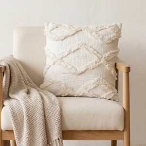 Hotel Grade Tufted Pillow <b>Cover</b> Beautiful Tufted Sustainable Tassel Washable Travel-friendly Tufted 20X20 Cushion <b>Cover</b> - Product Image 6