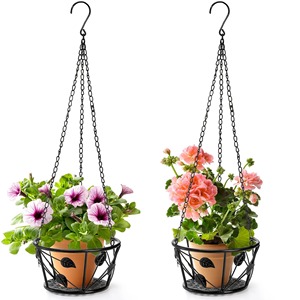 Pot de fleurs mural en métal moderne avec plante verte, design minimaliste, finition thermolaquée - Product Image 4
