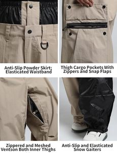 Pantalon cargo unisexe imperméable avec fermeture à boutons et cordon de serrage à la taille, couleur beige, pour adultes - Product Image 5