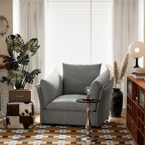 Poltrona Singola in Ciniglia Stile Moderno, Sedia Lounge Oversize con Braccioli per Soggiorno e Camera da Letto - Product Image 5