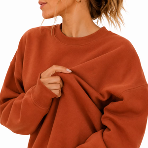 OEM ODM Sweat-shirts à capuche courts et pulls décontractés pour femmes, style rétro USA, en polaire de polyester, coupe oversize, grammage lourd, col rond - Product Image 4