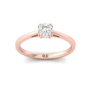 แหวนเพชรเม็ดเดี่ยวทรงคลาสสิคแบบคุชชั่นคัท CVD เพาะเลี้ยงในห้องปฏิบัติการ ประดับเพชรแฟนซี ชุบทอง 10K หรูหรา สำหรับงานแต่งงานและหมั้นหมายสำหรับผู้หญิง - Product Image 2