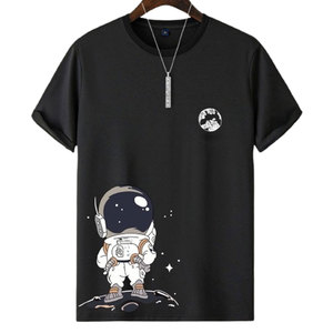 T-shirt pour homme en coton 100% à imprimé graphique, coupe ample, pour l'été, de haute qualité, léger et respirant - Product Image 1