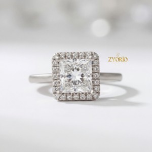 Anillo de Compromiso Moderno con Diamante Cultivado en Laboratorio, Corte Princesa, Diseño Catedral, Oro Sólido de 14K, Regalo para Mujer, Boda, Fiesta, Propuesta - Product Image 2