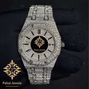 Reloj Mecánico Iced Diamond con Esfera Plateada, Brazalete, Reloj de Pulsera de Lujo para Hombre, Joyería para Fiestas - Product Image 5