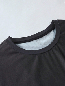 Camiseta Casual de Manga Corta para Hombre, 100% Algodón Tejido, Cuello Redondo, Corte Holgado, con Ribete en Contraste, Transpirable y Antiarrugas - Product Image 6
