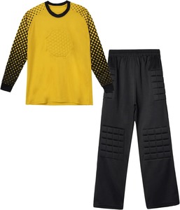 Ensemble uniforme de gardien de but de football pour hommes, jaune et noir, avec maillot rembourré à manches longues et pantalon à taille élastique, impression sublimée - Product Image 5