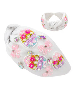 Dernier design : Bandeau floral perlé rose, fait main, noué, brodé de cristaux, pour femme, idéal pour Pâques - Product Image 3