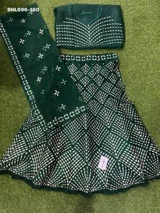 Heavy Excellent Quality <b>Net</b> with Sequins Embroidered A-Line <b>Green</b> Lehenga-Choli & Dupatta Manufacturer from Surat - Product Image 3