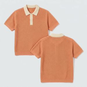 Pull en tricot de qualité supérieure pour femmes, manches courtes, motif géométrique, col rond, respirant, décontracté, automne, 100% polyester - Product Image 4