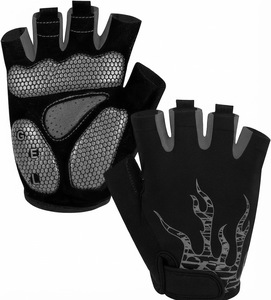 Orha International OI-CG-97 <b>Half</b> Finger Weight Lifting Gloves Blue Flame Design Non <b>Slip</b> Hook Loop Closure Unisex Outdoor - Product Image 2