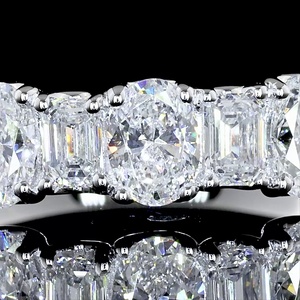 Bague de fiançailles et de mariage classique en diamant de forme mixte ovale et émeraude certifiée IGI de 1,50 carat pour femme, bijoux fins - Product Image 3